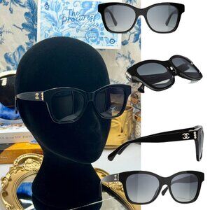 🆕 CHANEL 🧿 NWOT Square Acetate Polarized Pearl CC Square Sunglasses, 5482-H